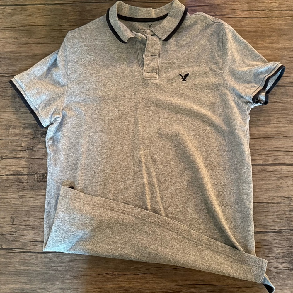 American Eagle Men's Gray Polo Shirt XL